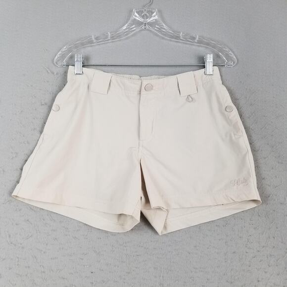 Huk Shorts Womens Small Beige Khaki Nylon Stretch Fishing Outdoor Elastic Waist - Picture 1 of 16